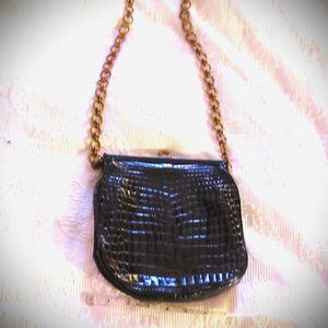 Vintage Roger Vivier black patent shoulder bag with chain strap